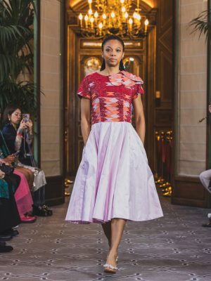 NAAYE BRAHM - Pink Structured Midi Evening Dress – Nikita