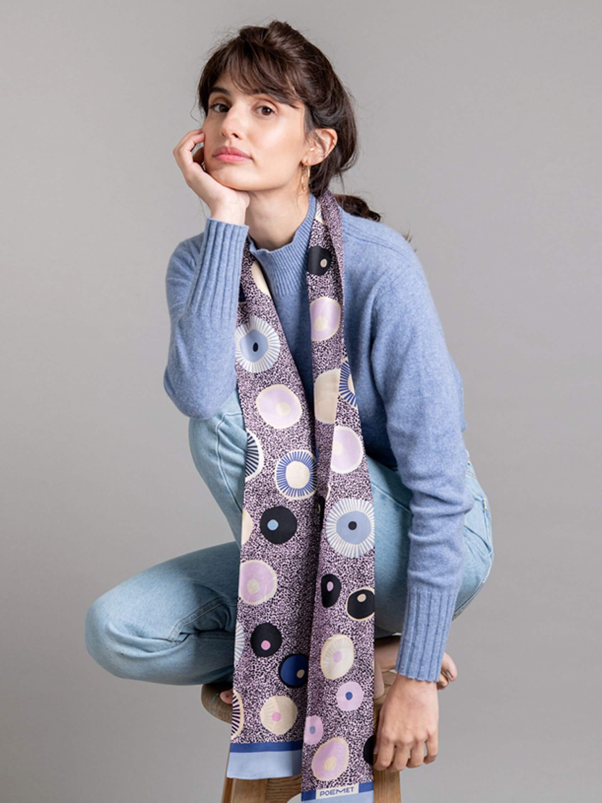 POEMET ‘Particles’ Silk Twilly Scarf - Image 3