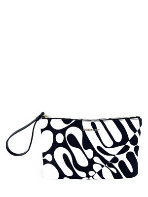 POEMET White Black Canvas Small Clutch