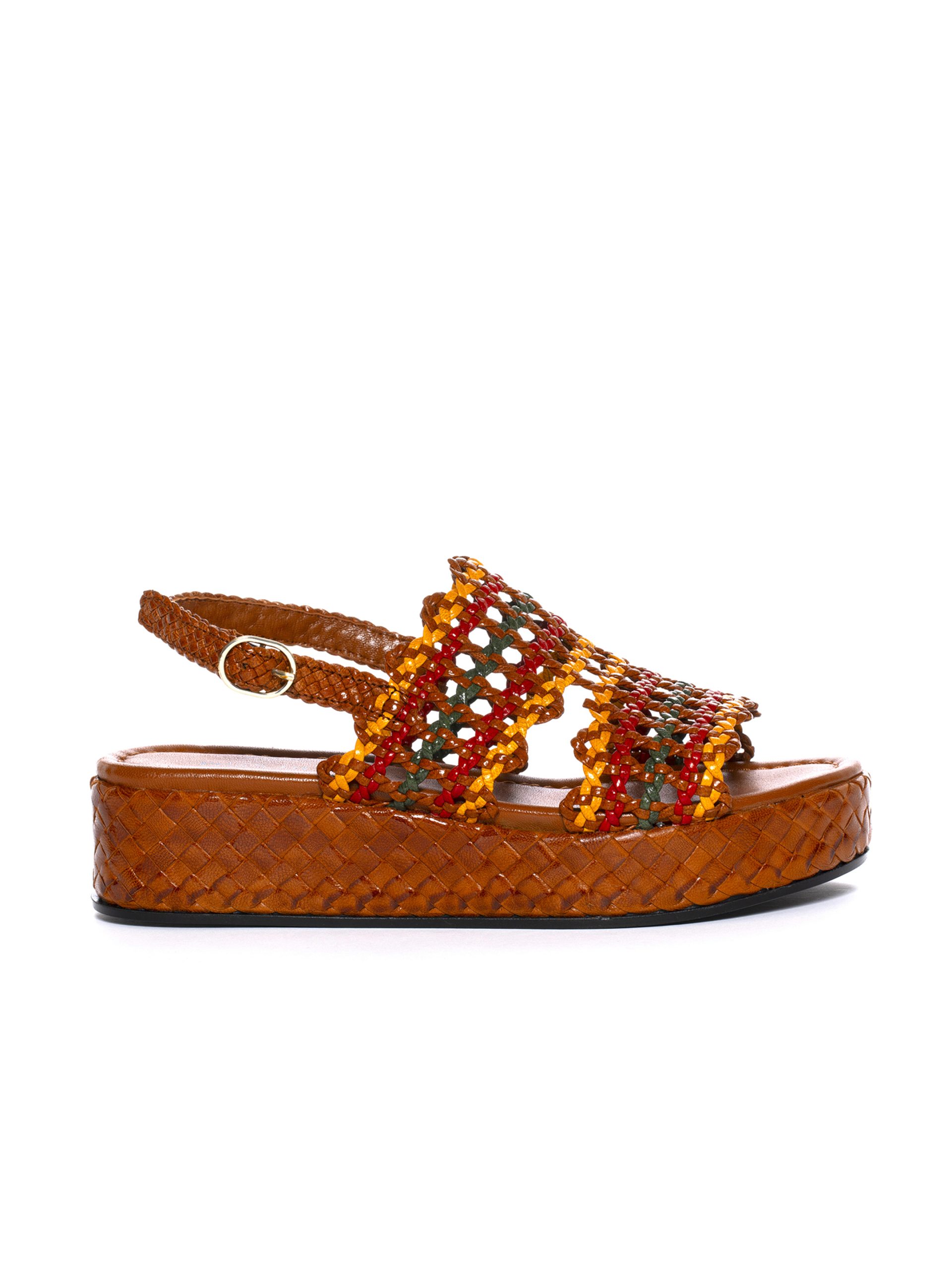 brown leather hand-woven sandal