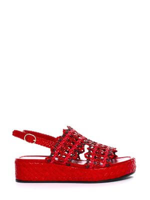 PONS QUINTANA Red Platforms Sandal
