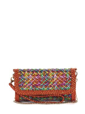PONS QUINTANA Multi-Color Gold Leather Mini Clutch