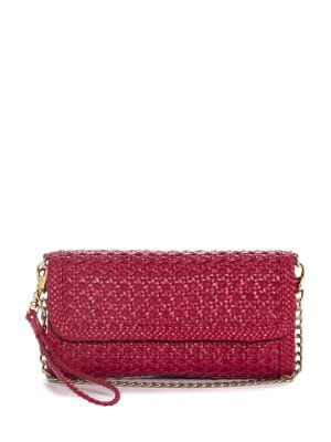 PONS QUINTANA Red Gold Leather Clutch