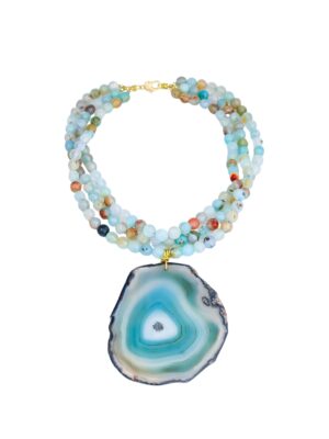 Perry Bijoux Turquoise Water — Agate Slice Necklace