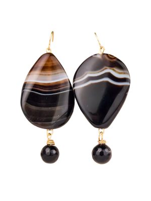 Perry Bijoux Black Agate Earrings