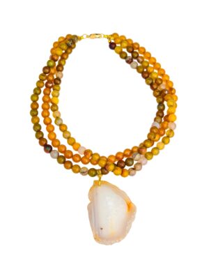 Perry Bijoux Golden Yellow — Agate Slice Necklace