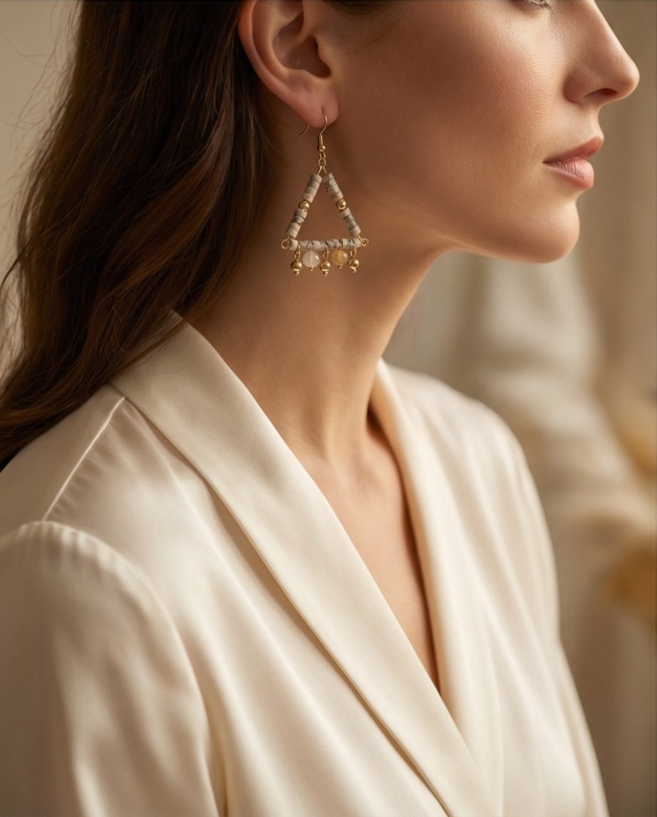 Perry Bijoux Jasper Boho Geometry Earrings - Image 2
