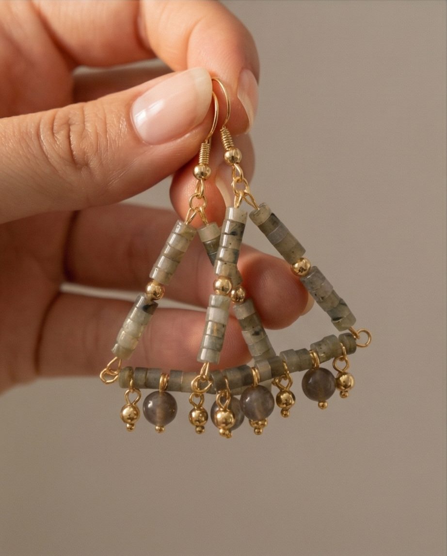 Perry Bijoux Labradorite Boho Geometry Earrings - Image 2