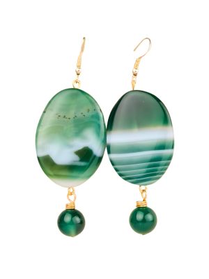 Perry Bijoux Green Agate Earrings