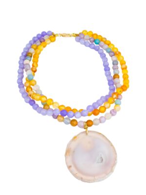 Perry Bijoux Purple Sunset — Agate Slice Necklace
