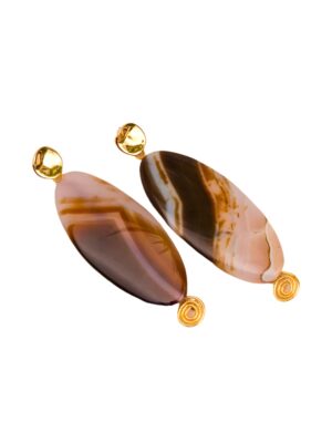 Perry Bijoux Tan/Beige Agate Earrings