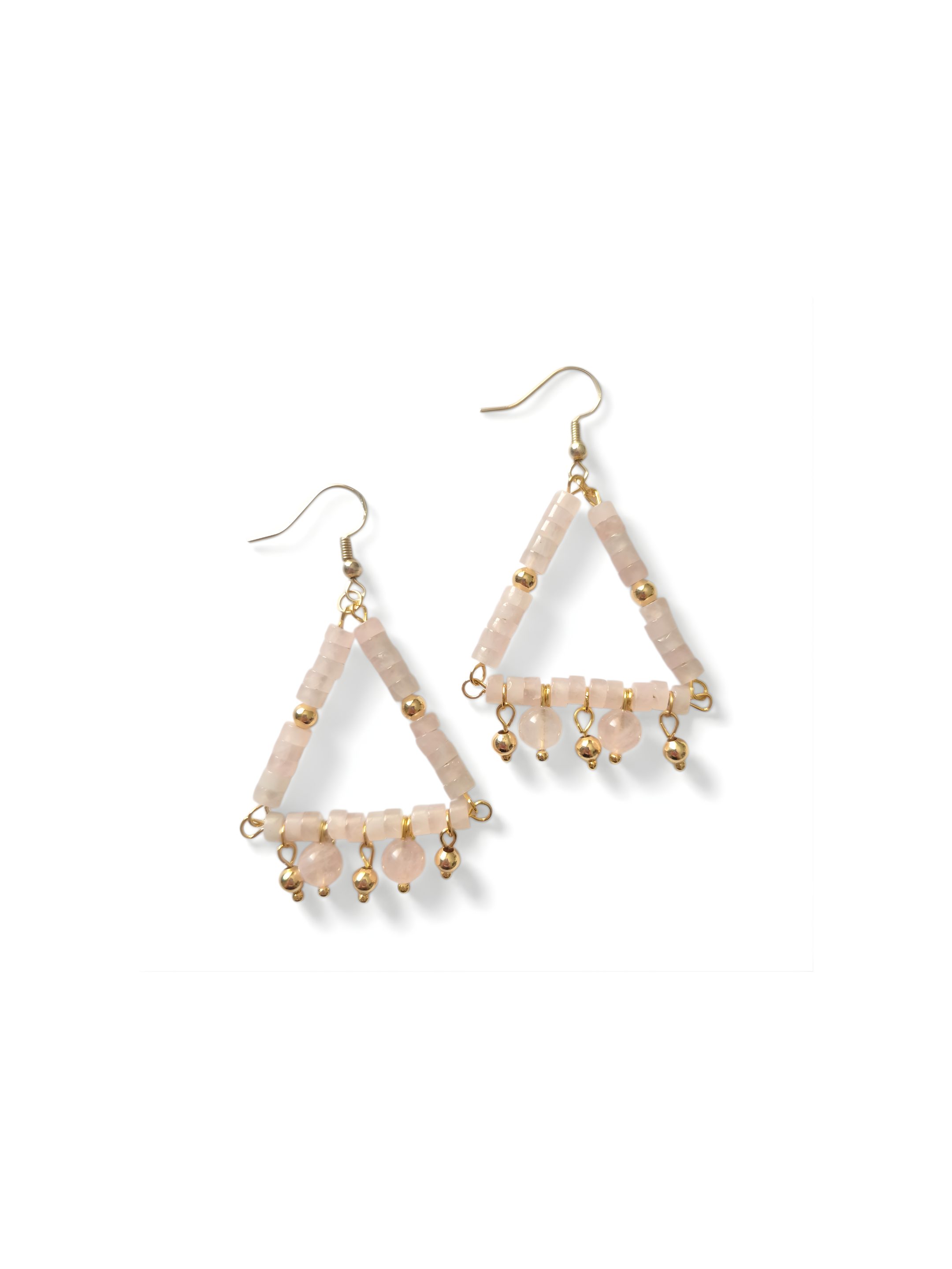 Perry Bijoux Rose Quartz Boho Geometry Earrings