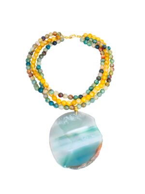 Perry Bijoux Forest Green — Agate Slice Necklace