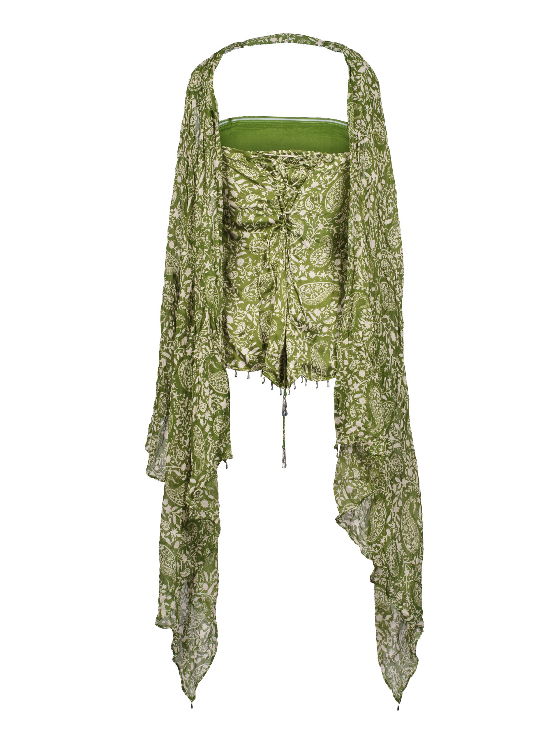 Silai The Label Green Floral Print Strapless Top - Image 3