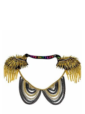That Dome Piece Gold Spike Epaulettes With Elastic Band That Reads LOVE