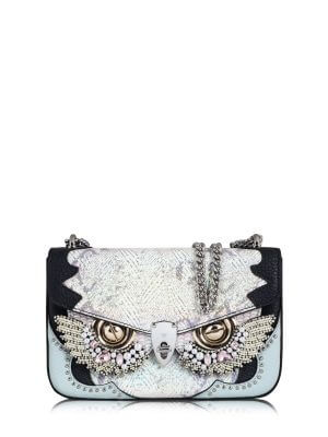 WANACCESSORY Animal Print Silver Calf Leather Small Crossbody