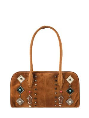WANACCESSORY Brown Brass Lamb Skin Large Tote
