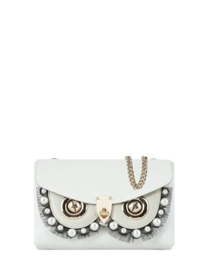 WANACCESSORY White Black Calf Leather Small Crossbody