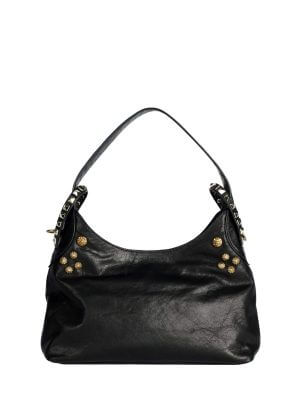 WANACCESSORY Black Brass Calf Leather Small Hobo