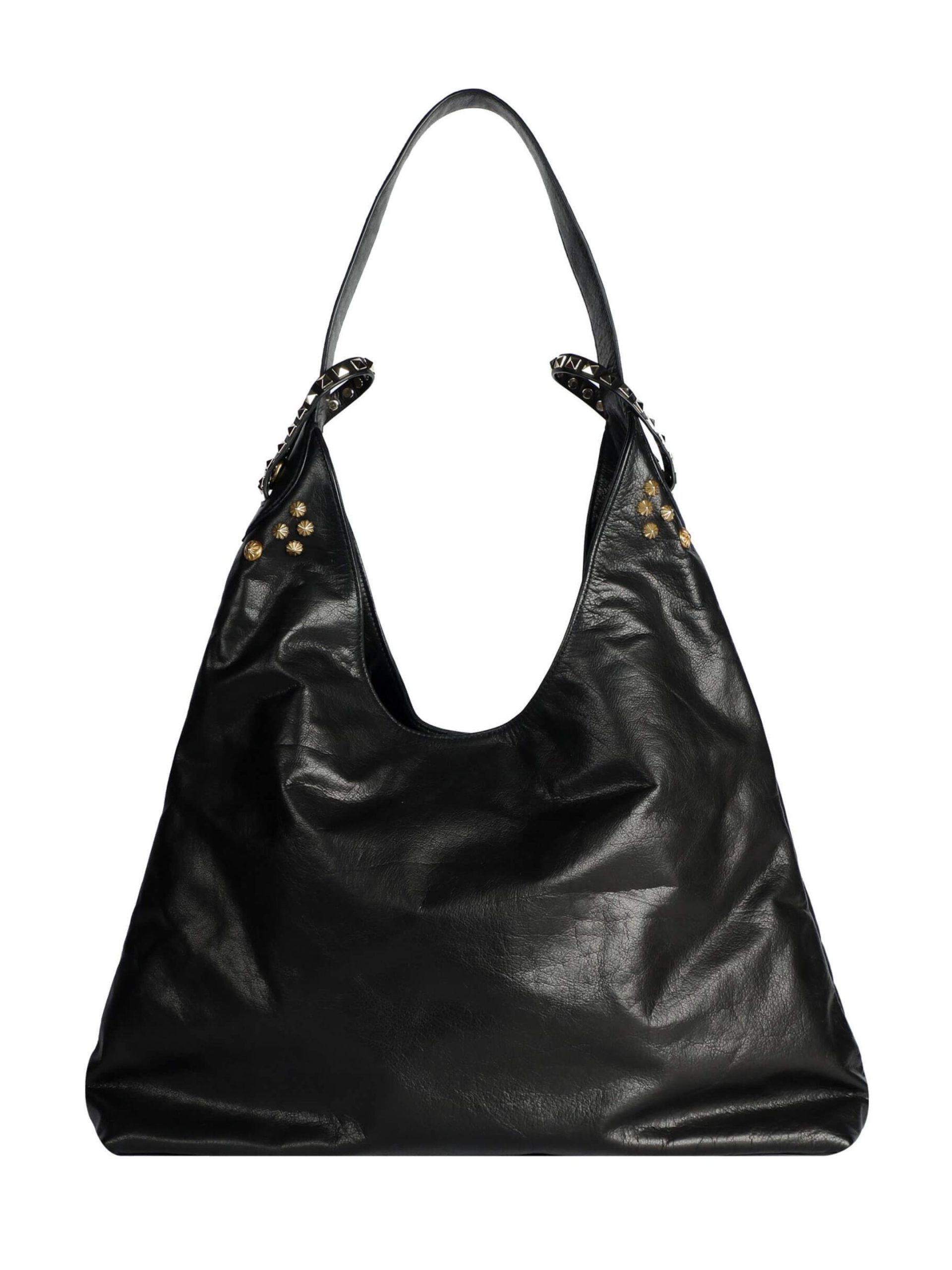 WANACCESSORY Black Brass Calf Leather Large Hobo