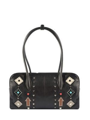 WANACCESSORY Black Brass Lamb Skin Large Tote