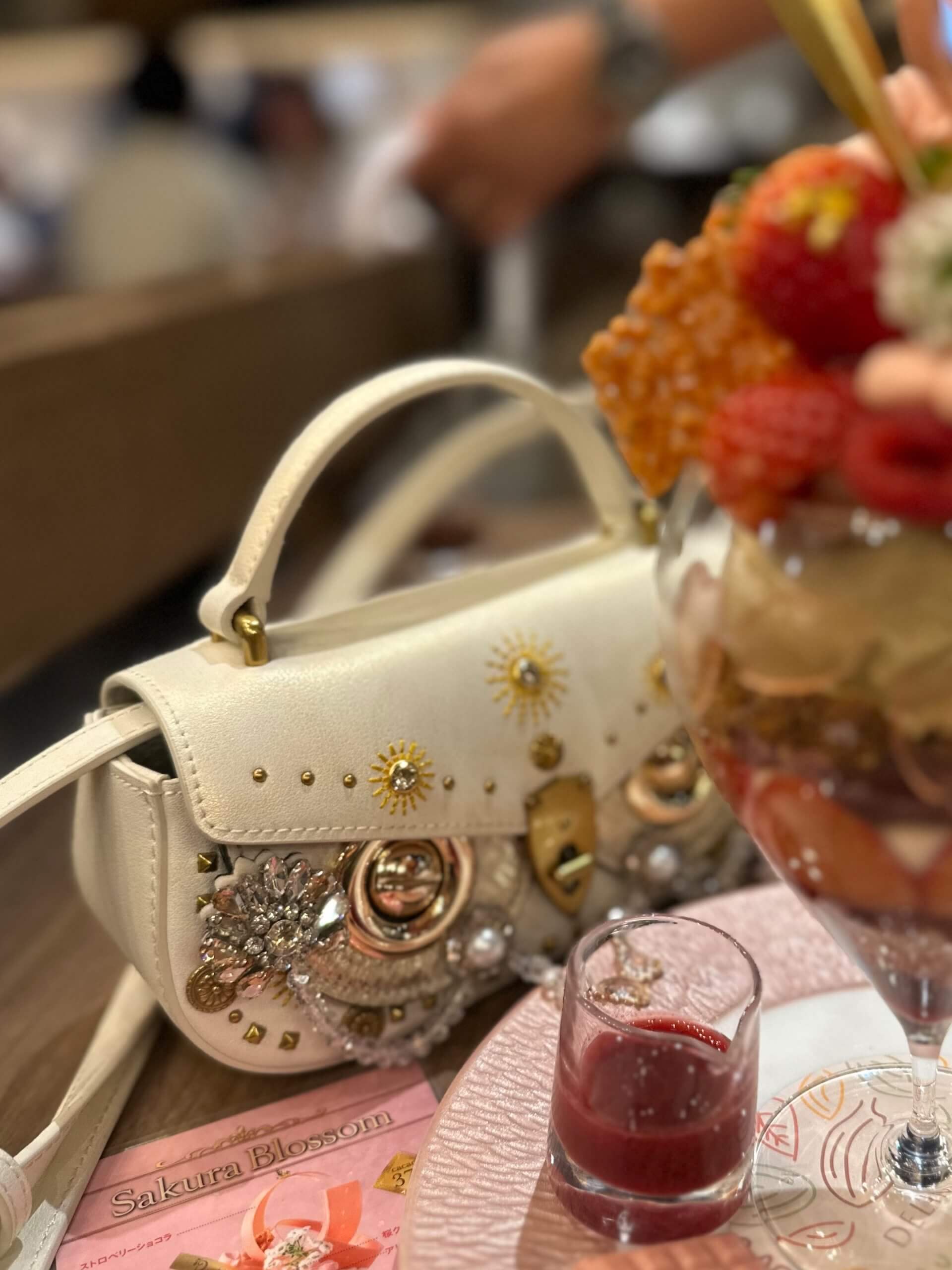 WANACCESSORY Ivory/Cream Gold Calf Leather Mini Evening - Image 9