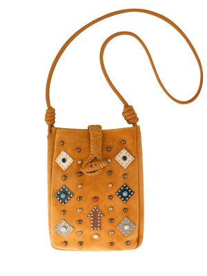 WANACCESSORY Brown Brass Lamb Skin Small Crossbody
