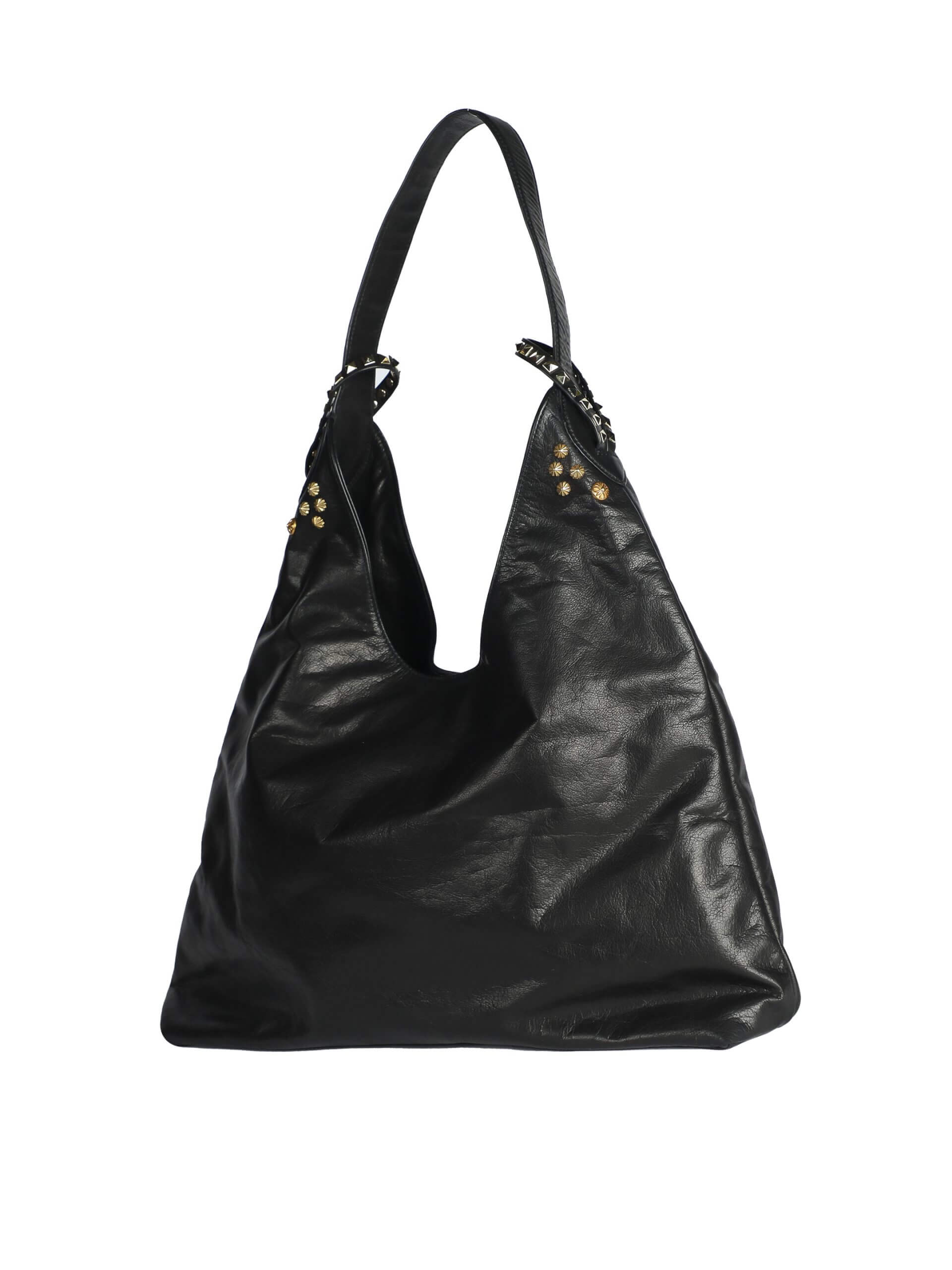 WANACCESSORY Black Brass Calf Leather Large Hobo - Image 2