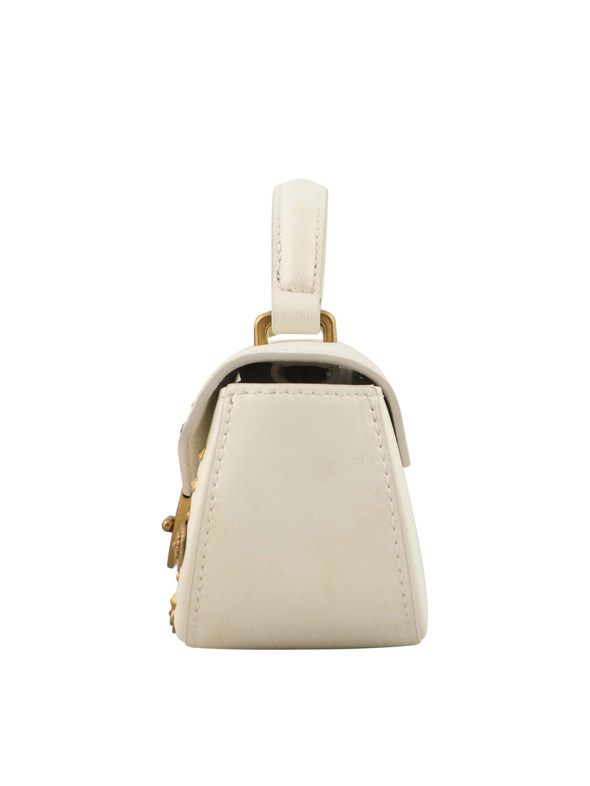 WANACCESSORY Ivory/Cream Gold Calf Leather Mini Evening - Image 3