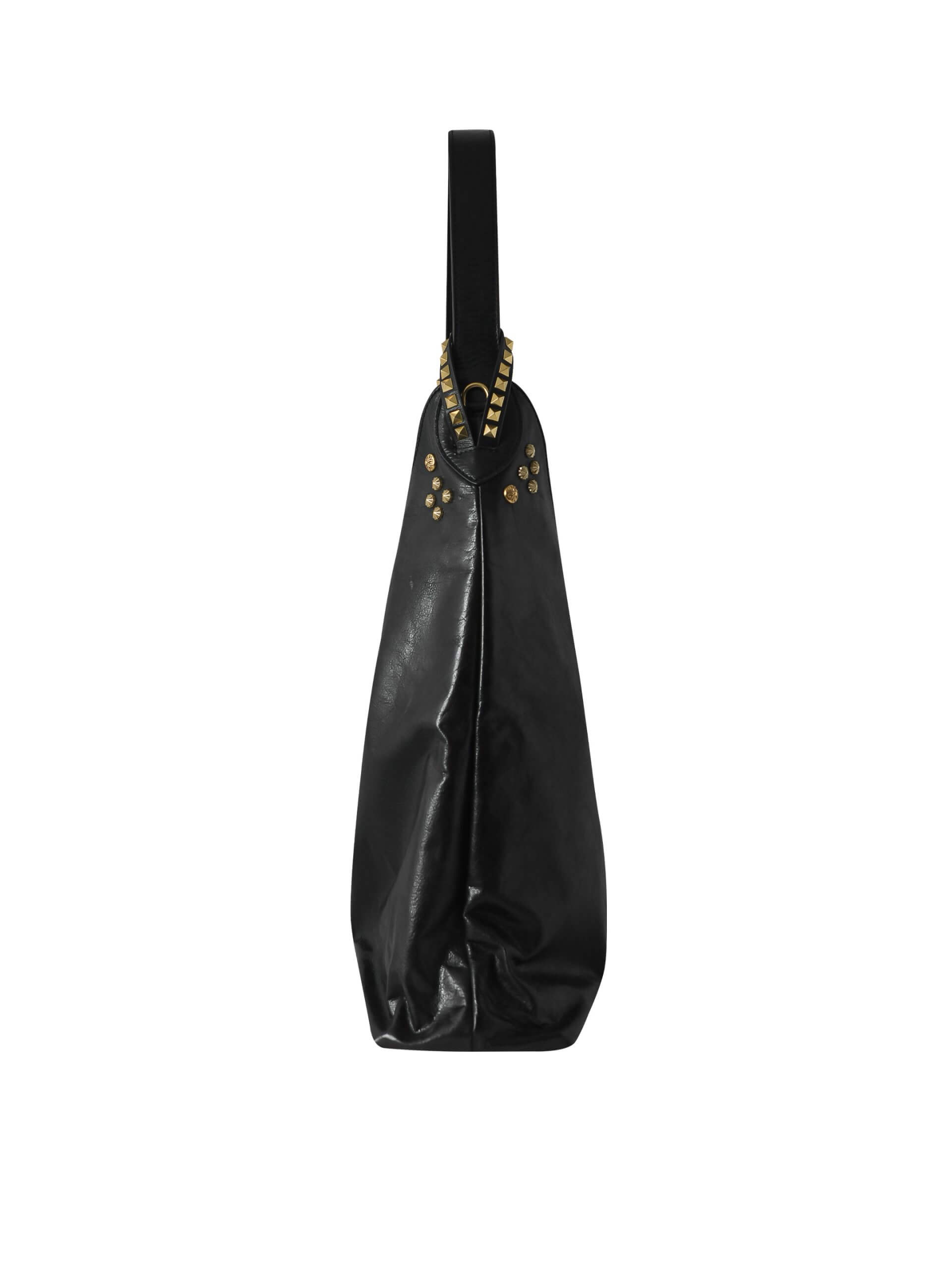 WANACCESSORY Black Brass Calf Leather Large Hobo - Image 3