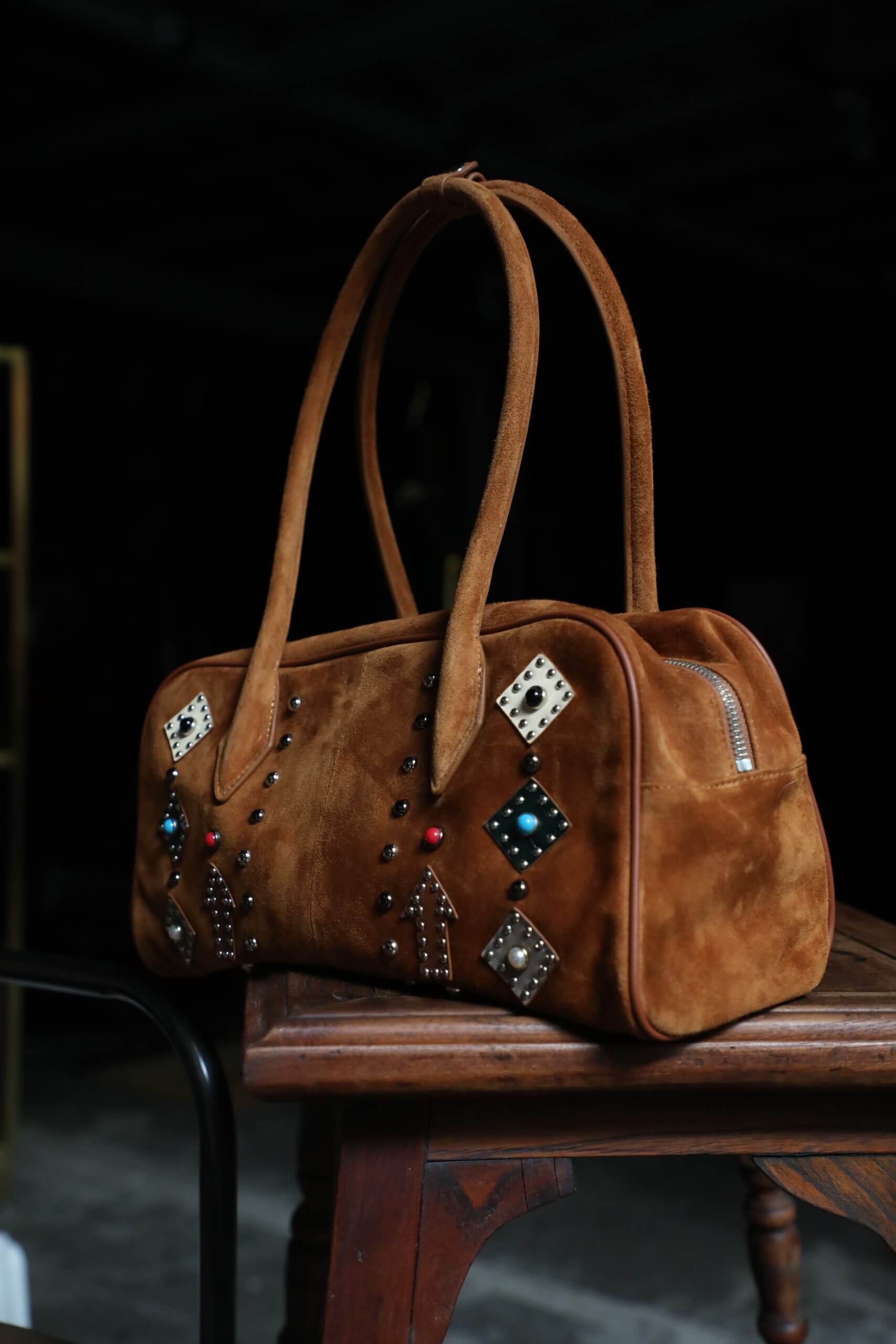WANACCESSORY Brown Brass Lamb Skin Large Tote - Image 6