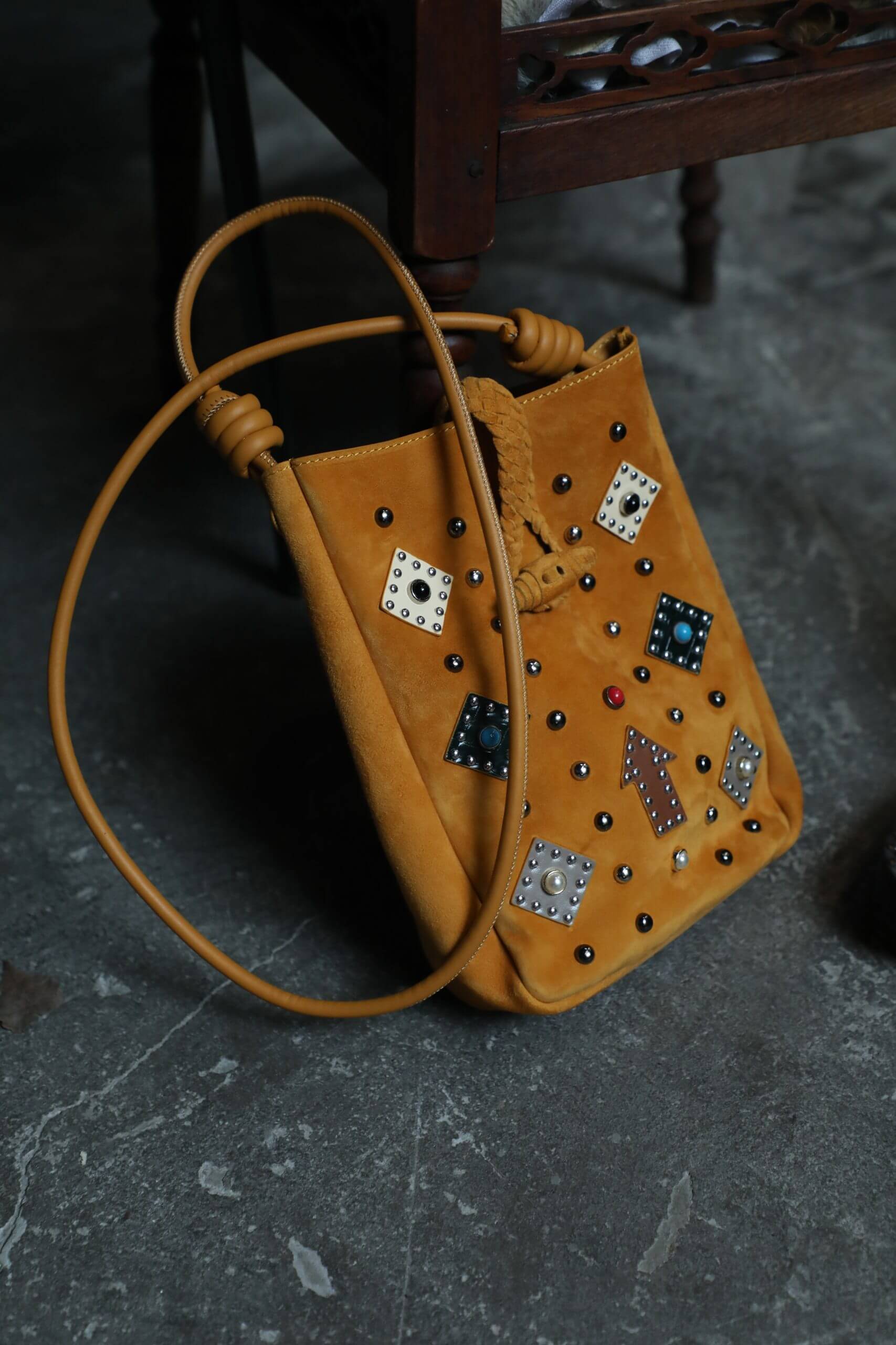 WANACCESSORY Brown Brass Lamb Skin Small Crossbody - Image 9
