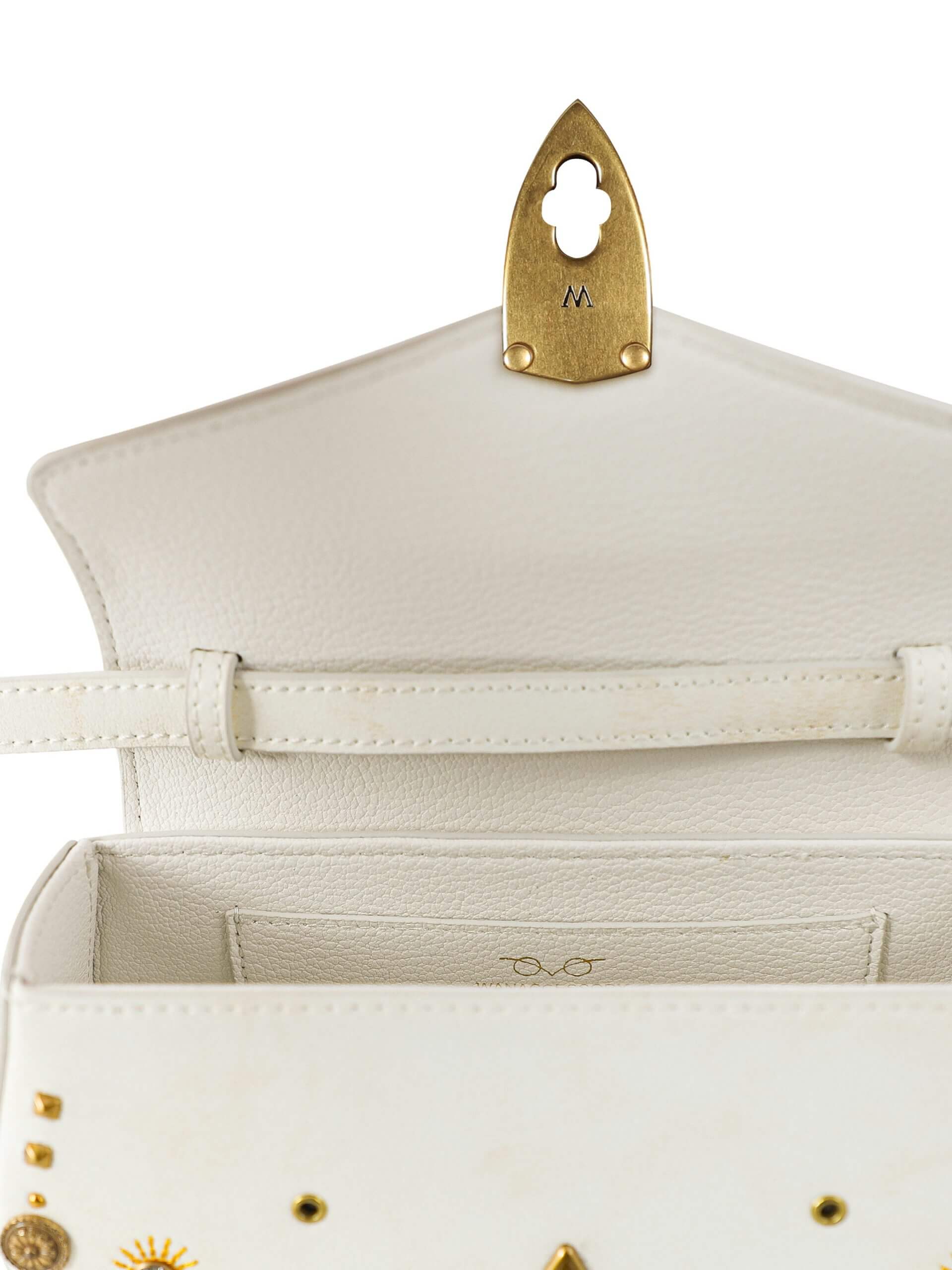 WANACCESSORY Ivory/Cream Gold Calf Leather Mini Evening - Image 6