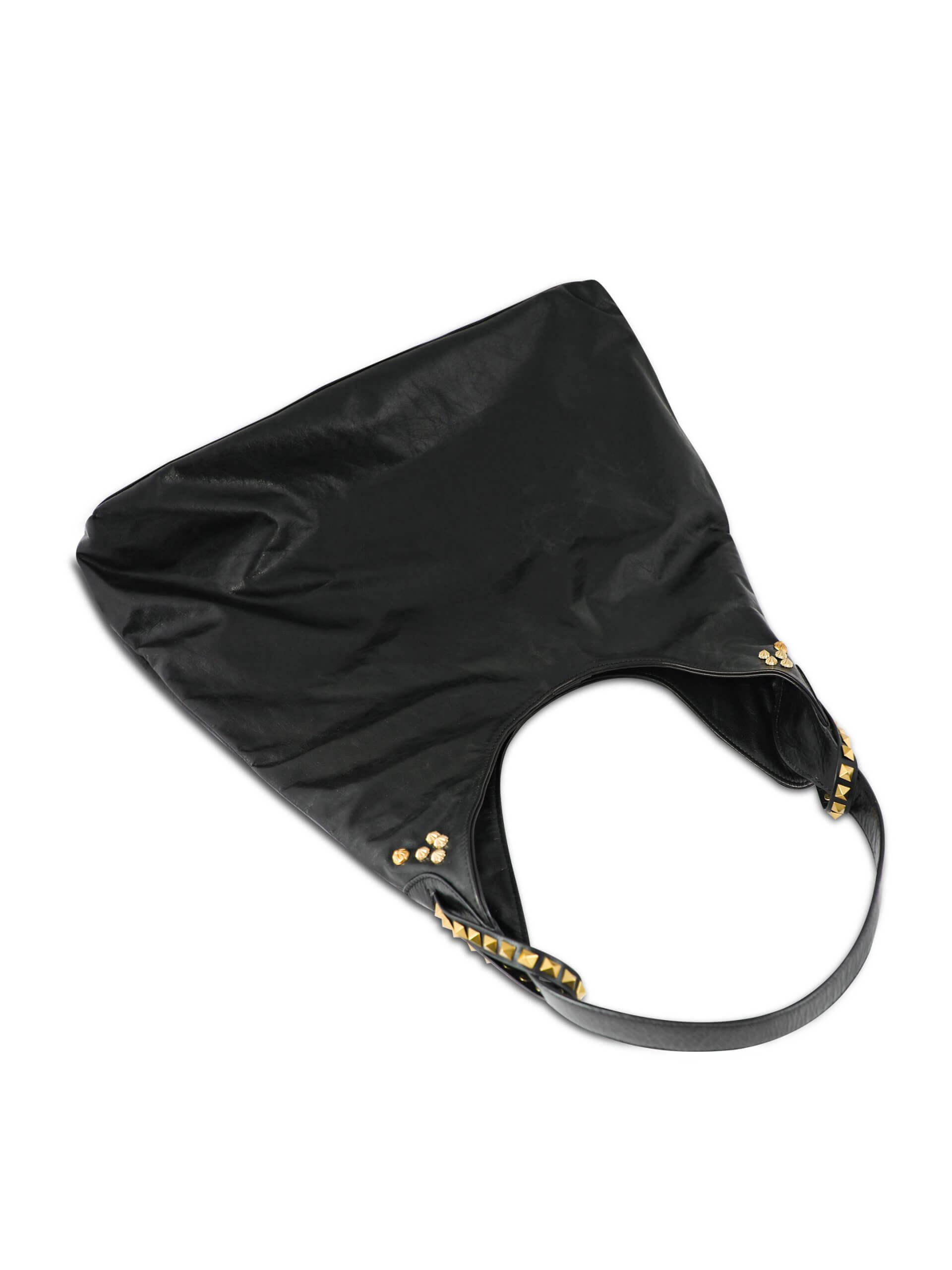 WANACCESSORY Black Brass Calf Leather Large Hobo - Image 4