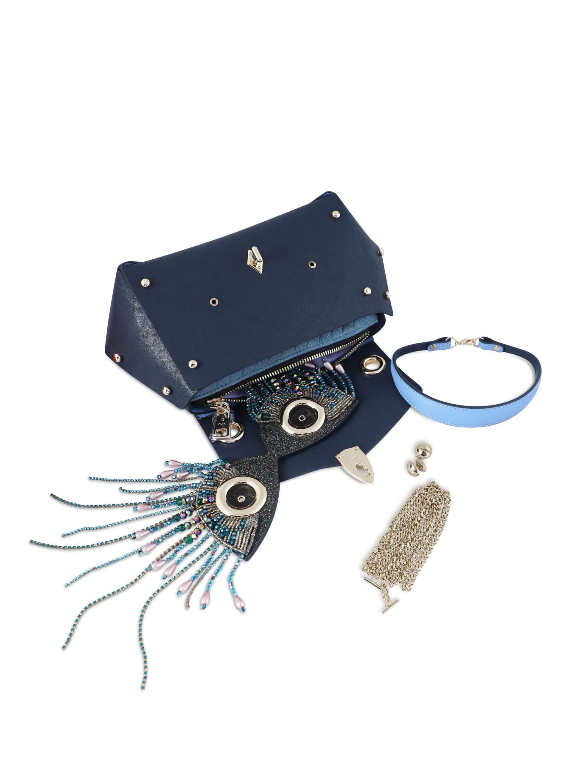 WANACCESSORY Blue Gold Calf Leather Medium Handle - Image 7