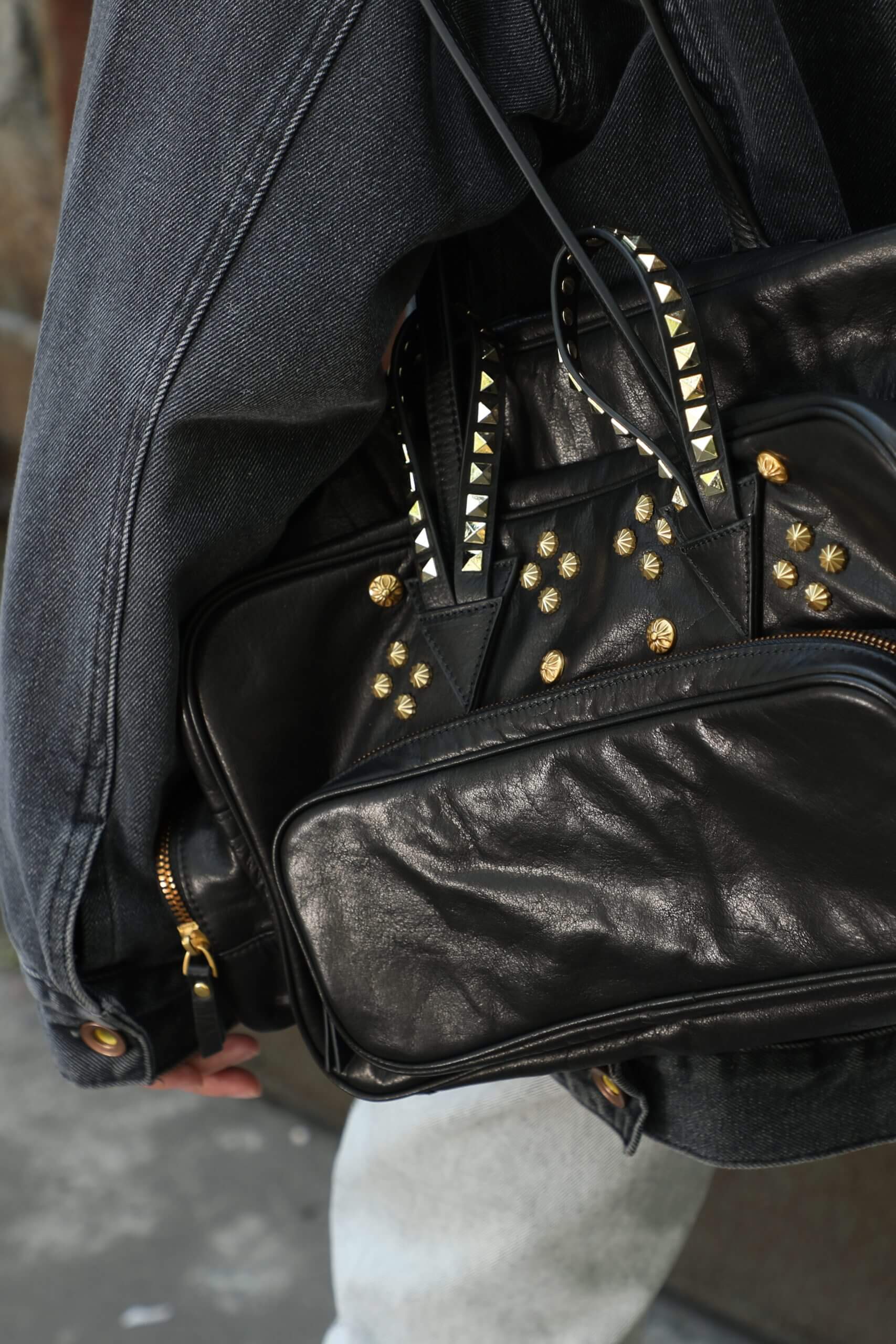 WANACCESSORY Black Brass Calf Leather Large Shoulder - Image 7