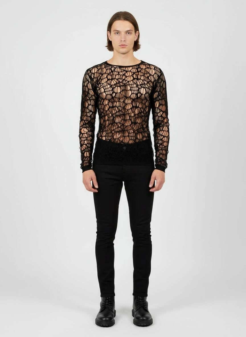 MONZLAPUR Licorice Mesh Top Unisex - Image 2