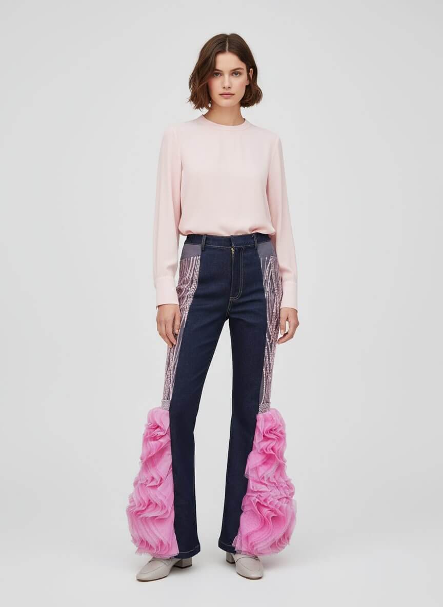 2madison Avenue Timeless Pieces Denim Lydia Pant In Pink Lace - Image 2