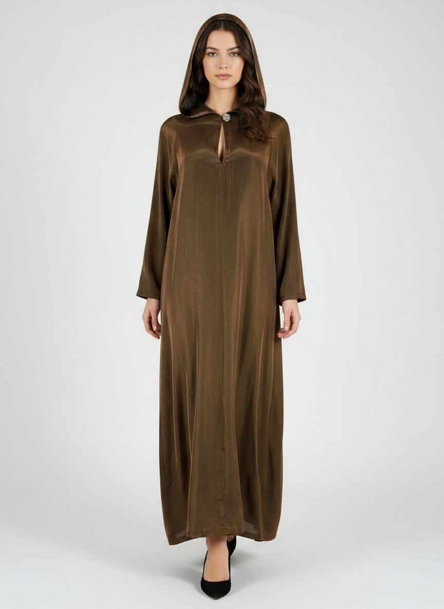 BettyVonChic Glitterati Hooded Gown in Bronze Shimmer - Image 2