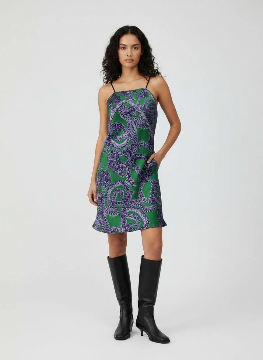 MONZLAPUR Scarf Dress Mini - Purple x Jade - Image 2
