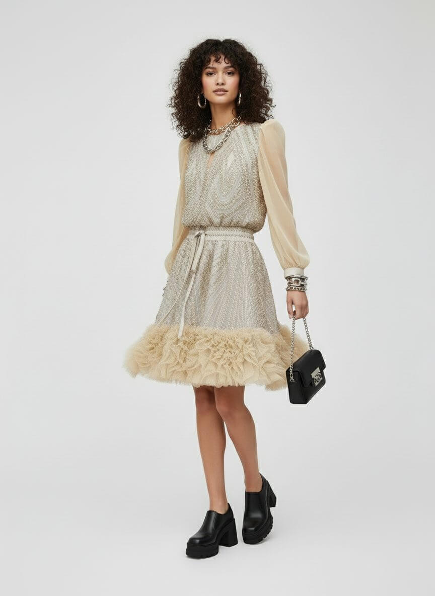 2madison Avenue Mi Vida Signature Gold Adela Lace Short Dress - Image 2