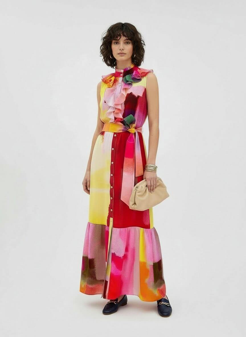 2madison Avenue Bonita AP Pink Romantic Dress Slevelees - Image 2
