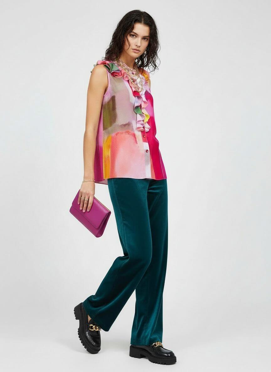 2madison Avenue Bonita AP Pink New Romantic Sleveeles Pink Top - Image 2