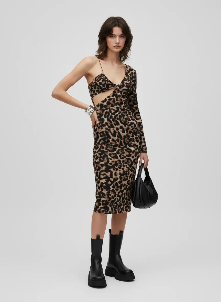 Circular Path Animal Print Evening Dress - Image 2