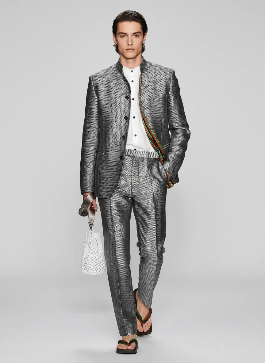 HIROMI ASAI Silk Silver Pants - Image 2
