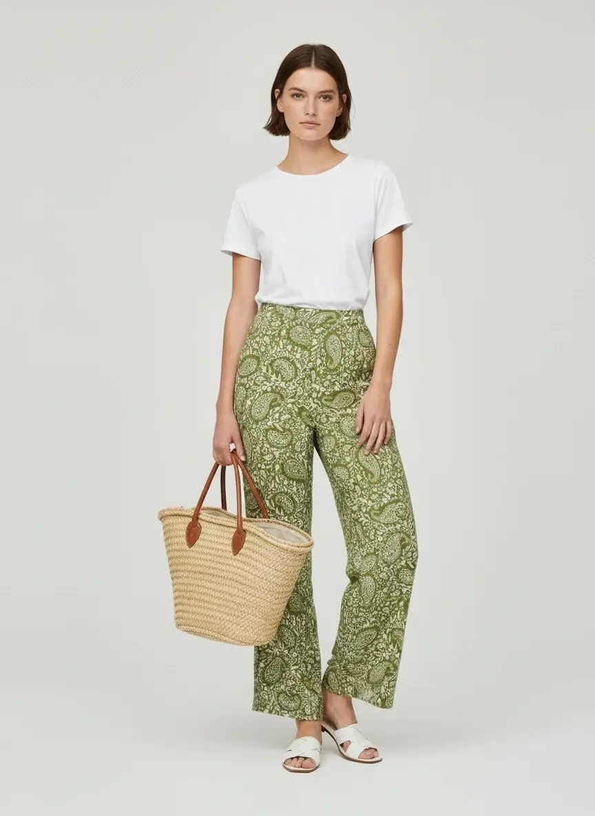 Silai The Label Green High Rise Straight Leg Pants - Image 2