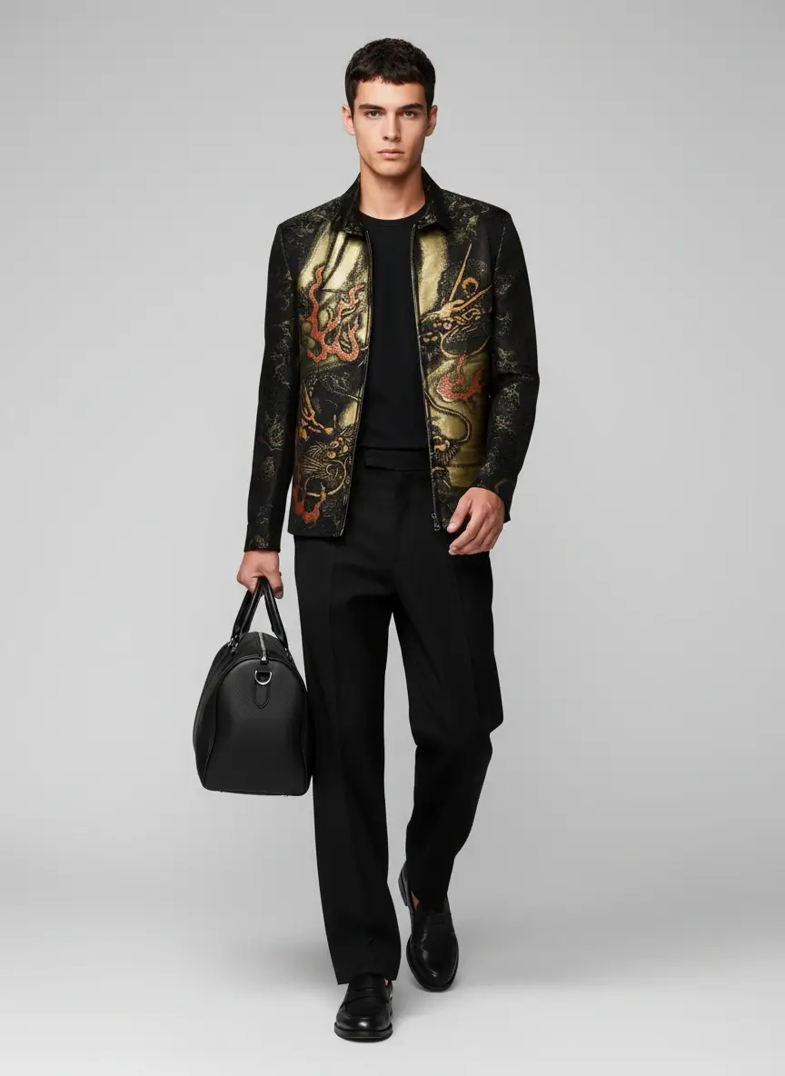 HIROMI ASAI, Gold Twins Dragon Silk Jacket - Image 2