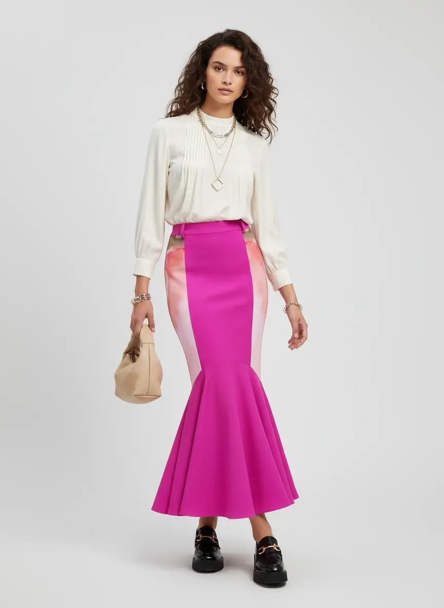 2madison Avenue Bonita AP Pink Mermaid Long Skirt - Image 2