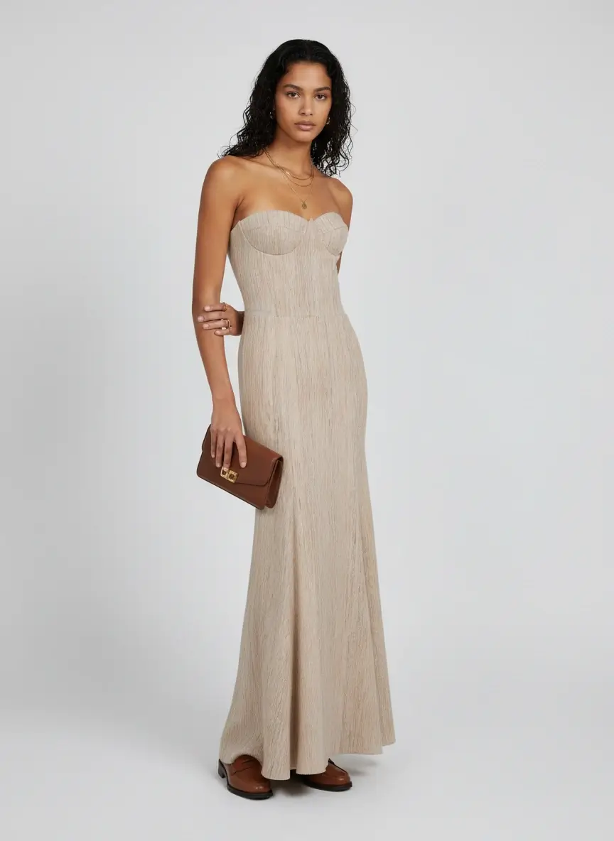 Deuniq Ivory/Cream Gown Dress with Cape - Image 2
