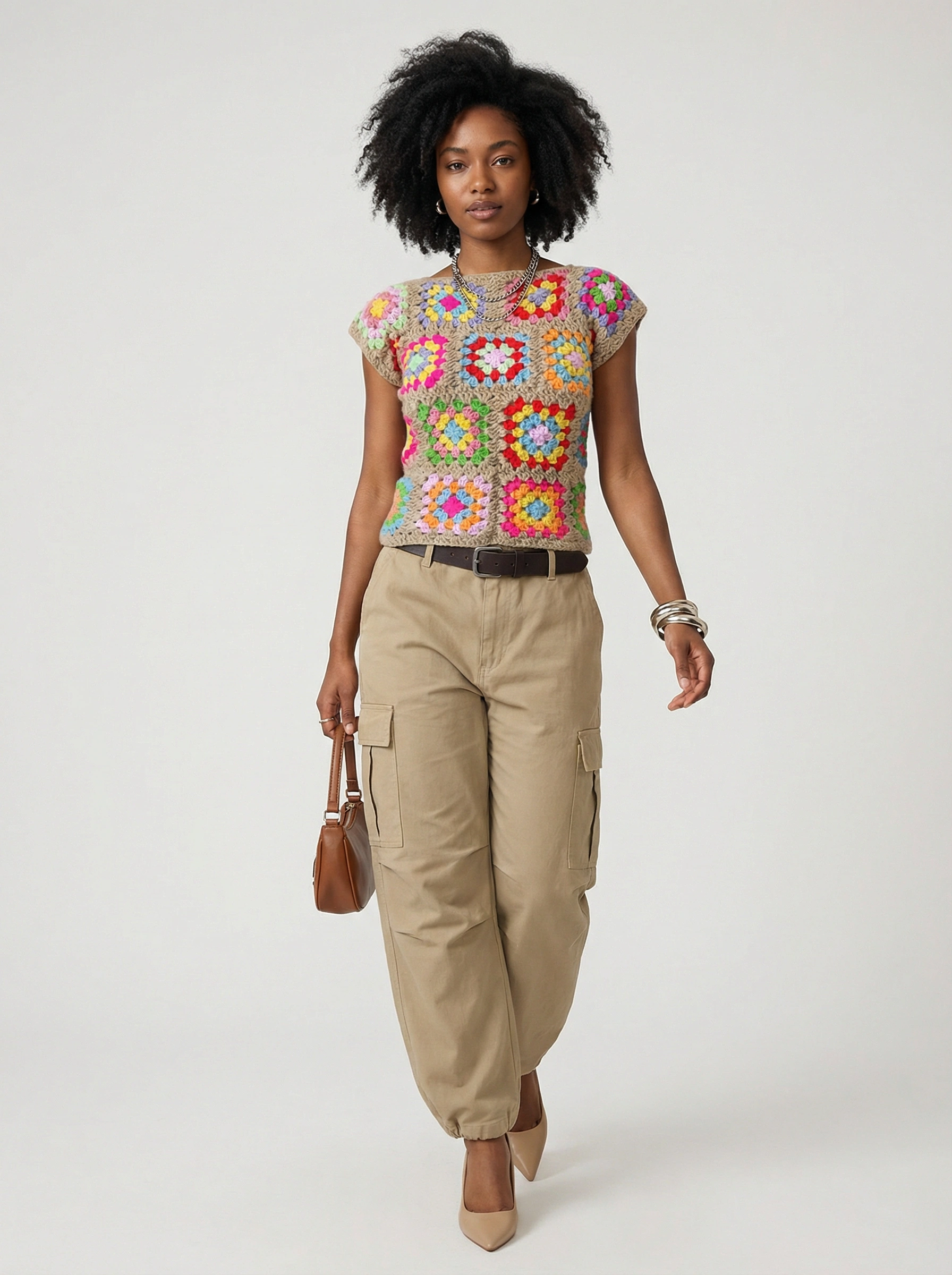 Rainbowdropz Tan/Beige Short Sleeve Top - Image 2